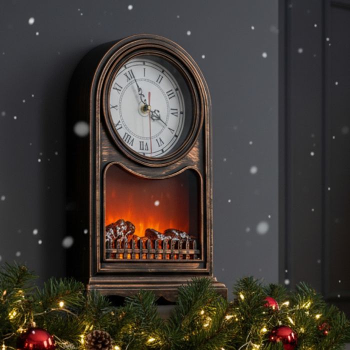Винтидж настолен часовник с LED камина