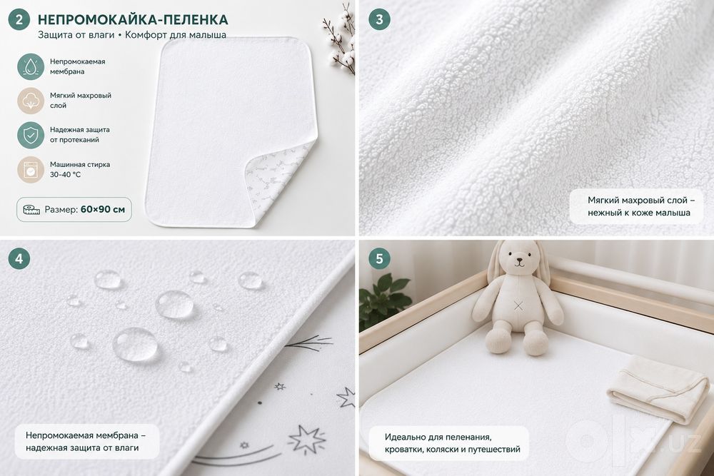 Многоразовая непромокаемая пеленка 60×90 см