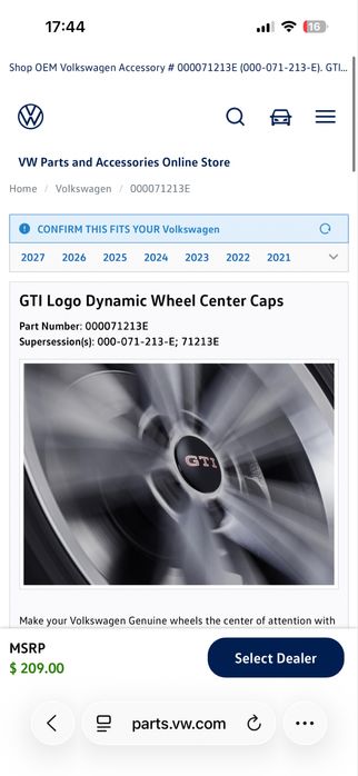 Capace centrale flotante VW Golf GTI