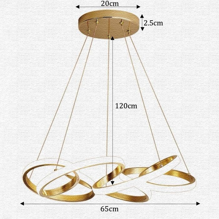 Златиста висяща LED Лампа с дистанционно 65W