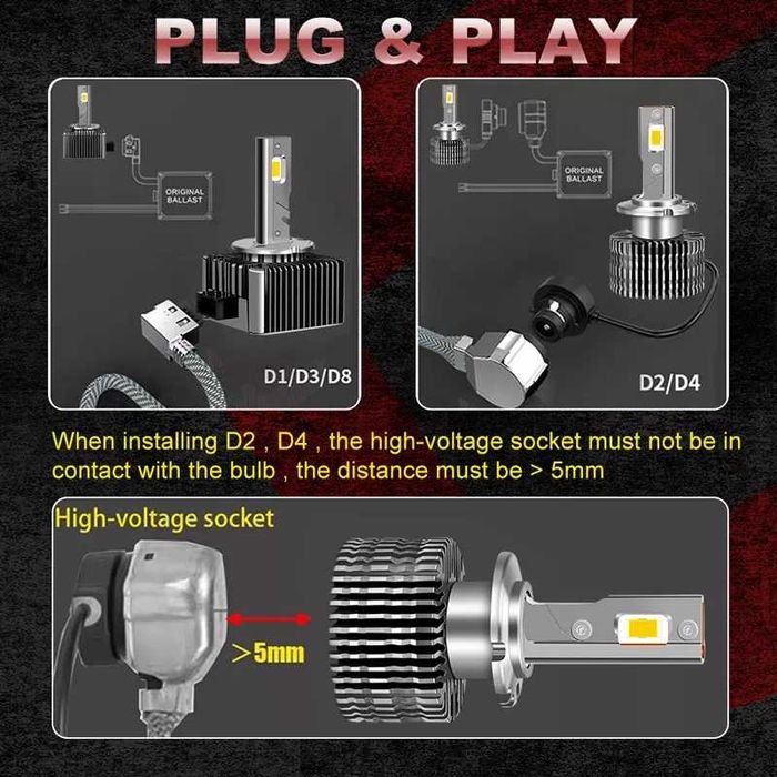 Becuri led D1S/D3S  40.000 lumeni extrem de puternice calitate premium