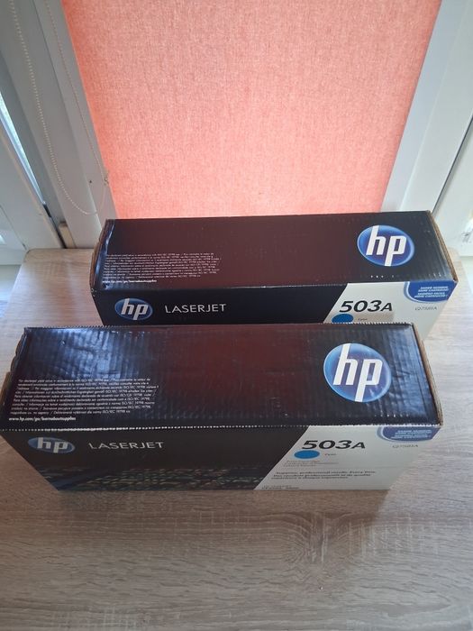 Cartuș de toner original HP 503A Cyan (cod producător: Q7581A) pentru imprimanta HP laserjet CP3505, 3600 și 3800, 2 buc, nou sigilat