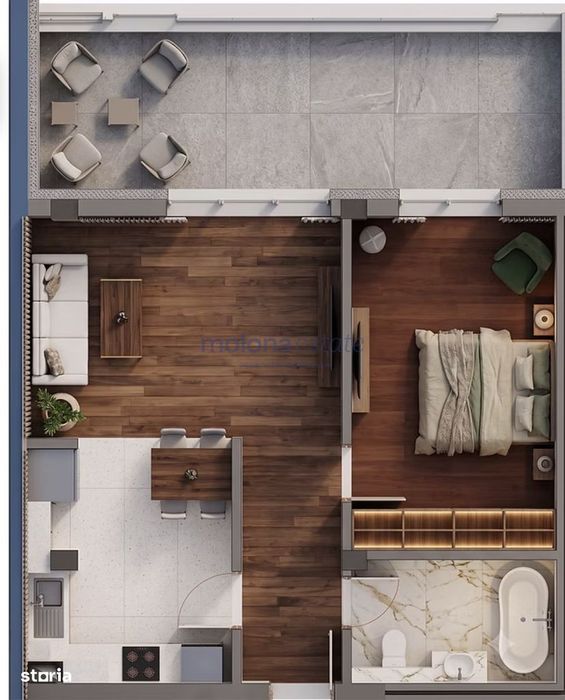 Apartament cu 2 camere, 54 mp utili + Terasa 19,2 mp ,Ansamblu Reziden