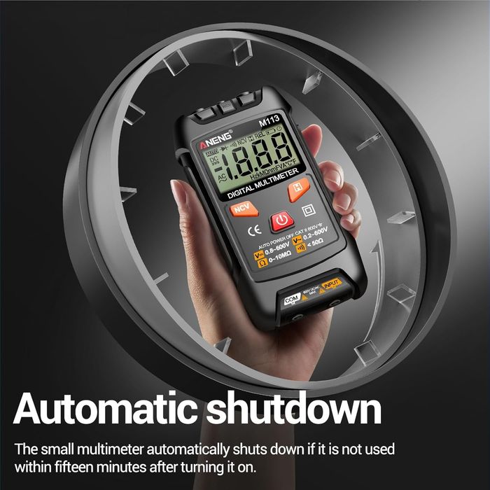 Multimetru digital automat, cu 2 cabluri, Afisaj LCD, tester diode/baterii, continuitate