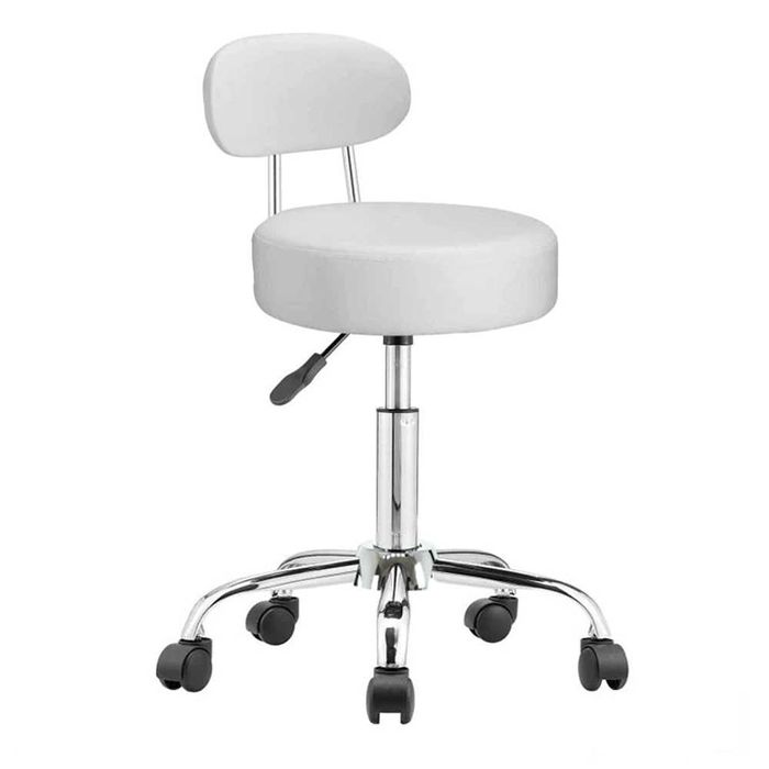 Козметична табуретка с облегалка/Работна табуретка с колелца - 2 цвята
