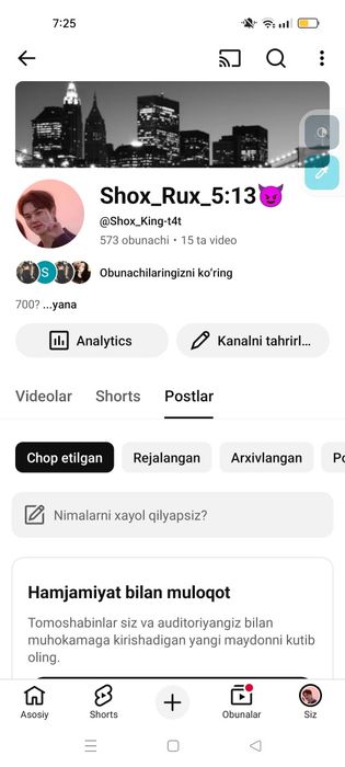 Activi zoʻr Youtube kanal