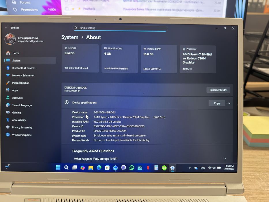 Acer Nitro V 14 (ANV14-61) цвят бял перла