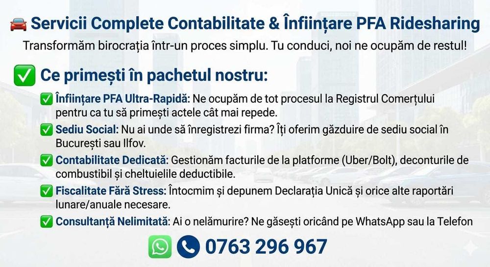 Administrare Uber/Bolt - 249 lei/luna E-factura