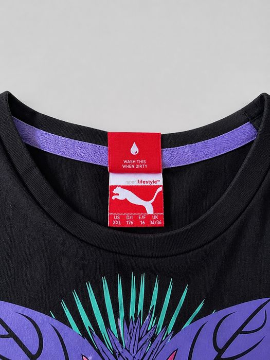 Tricou Puma damă negru cu imprimeu logo multicolor – M/L Original