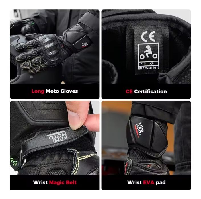 Mănuși Kemi Moto – piele de bovină, protecții carbon