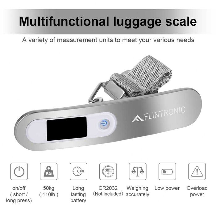 Cântar Digital de Bagaje Flintronic, Portabil, Maxim 50kg