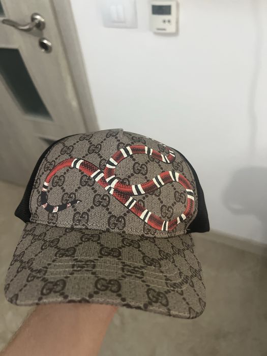 Șapcă gucci model cu șarpe bej