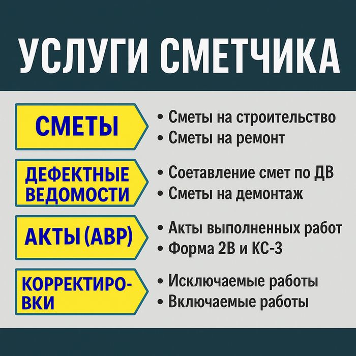СМЕТА.Услуги сметчика и инженера ПТО