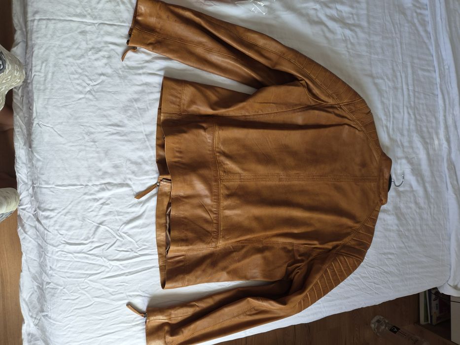 Men's leather jacket biker TR36 B cognac Versano L / XL