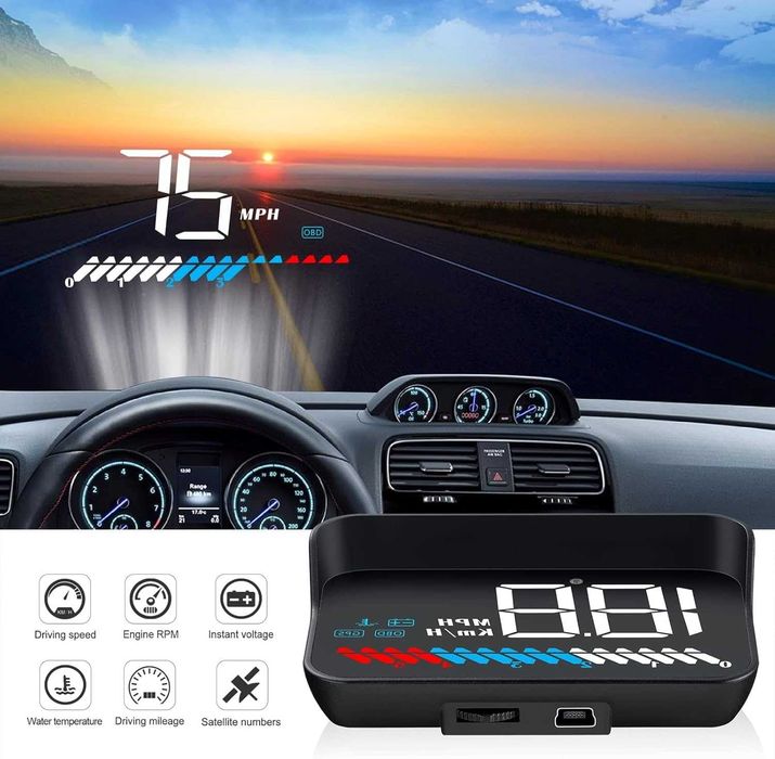 M7 Car HUD Head Up Display – OBD2 / GPS смарт дисплей за автомобил с проекция на предното стъкло