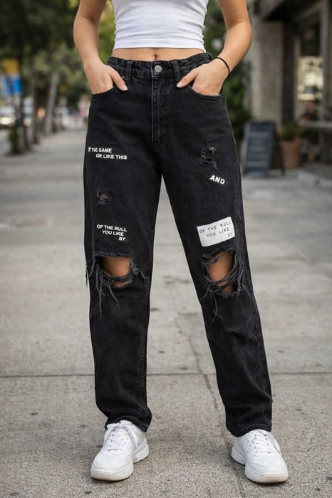 Черни дамски дънки