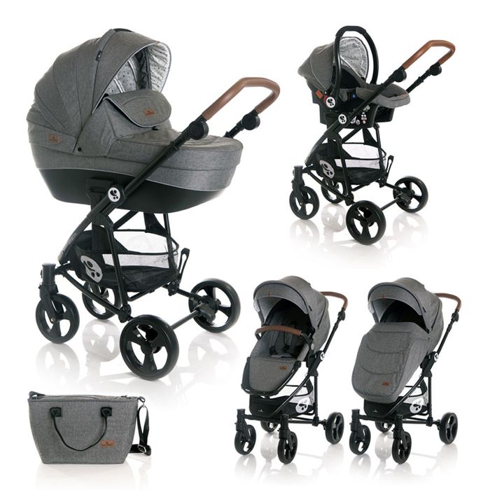 Бебешка количка LORELLI Premium Комбинирана количка 3в1 CRYSTA GREY