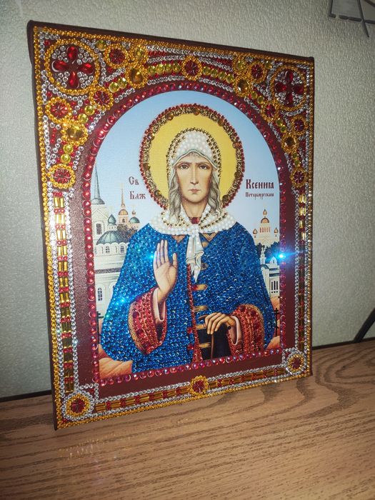 Икона Святой Ксении, алмазная живопись