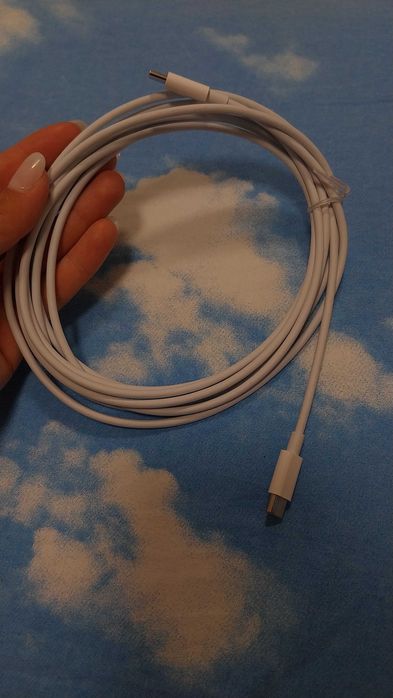 Cablu de incarcare si transfer de date USB-C la USB-C, 5V, 5A, 3m, alb