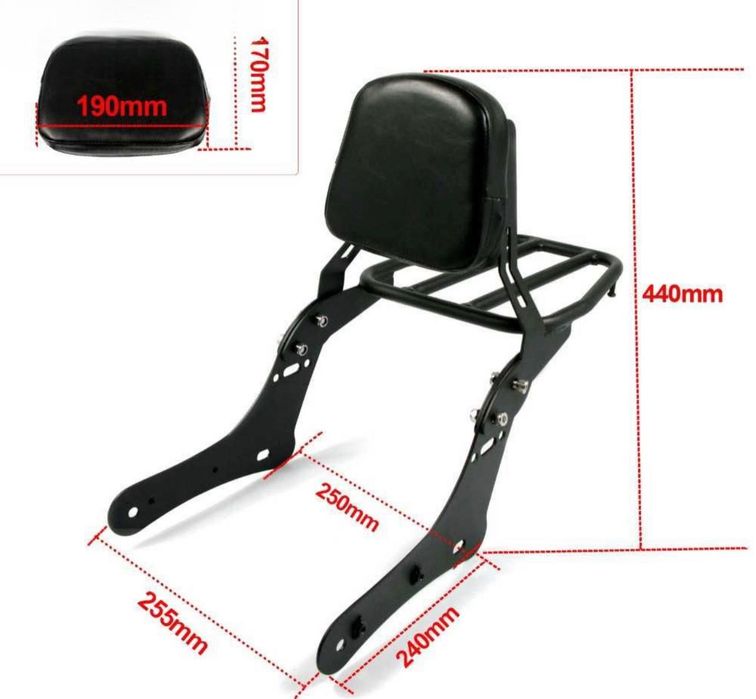 Suport/spatar Sissybar Kawasaki Vulcan S 650, cu portbagaj