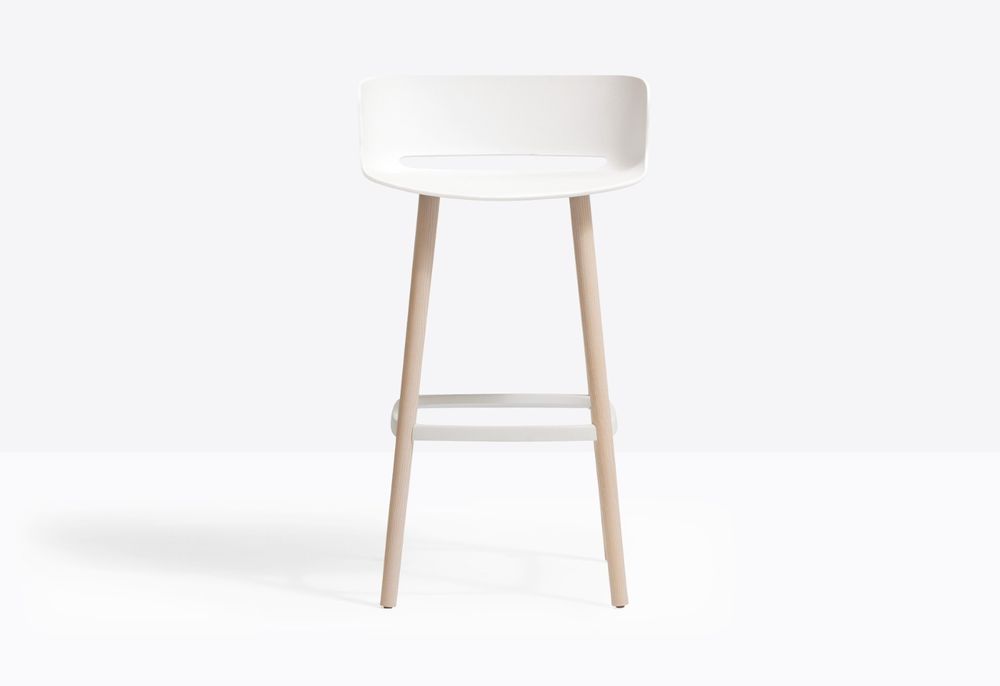 Set 3 scaune de bar moderne, stil scandinav, alb & lemn – stare foarte