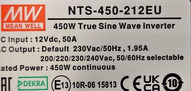 Инвертор 220V NTS-450-212EU 450W кемпер каравана автомобил