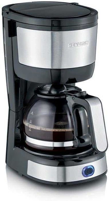 SEVERIN KA 4808 Компактна кафемашина, Ароматно кафе с кафемашина за до 4 чаши, Шварц кафемашина с постоянен въртящ се филтър, Неръждаема стомана