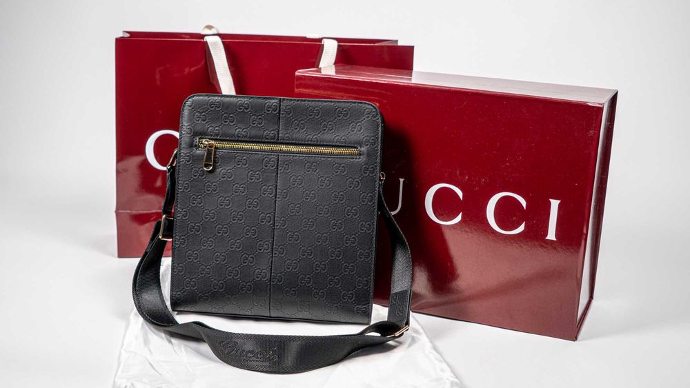 Кожена Чанта Gucci Messenger Bag Large (BLACK)