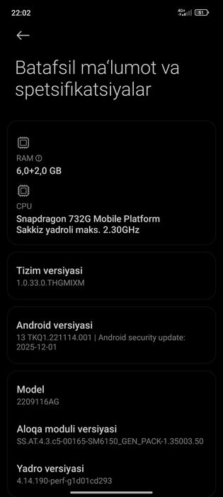 Sotiladi XIAOMI Redmi Note 12 PRO xotirasi 6/128 gb