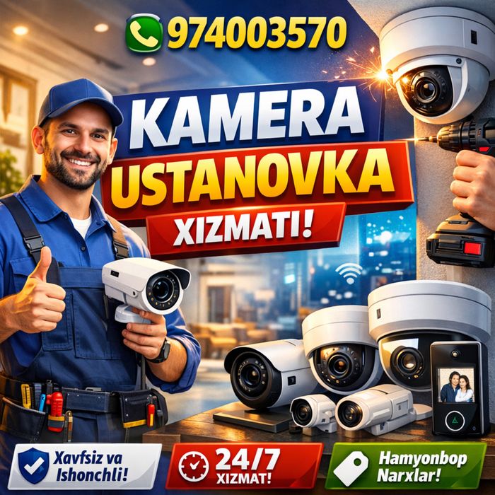Kamera ustanovka sotuv va servis hizmati mavjud