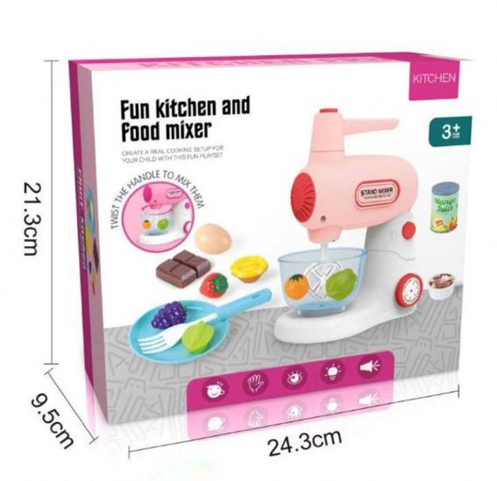 Играчка миксер с аксесоари със звуци и светлини Happy Kitchen