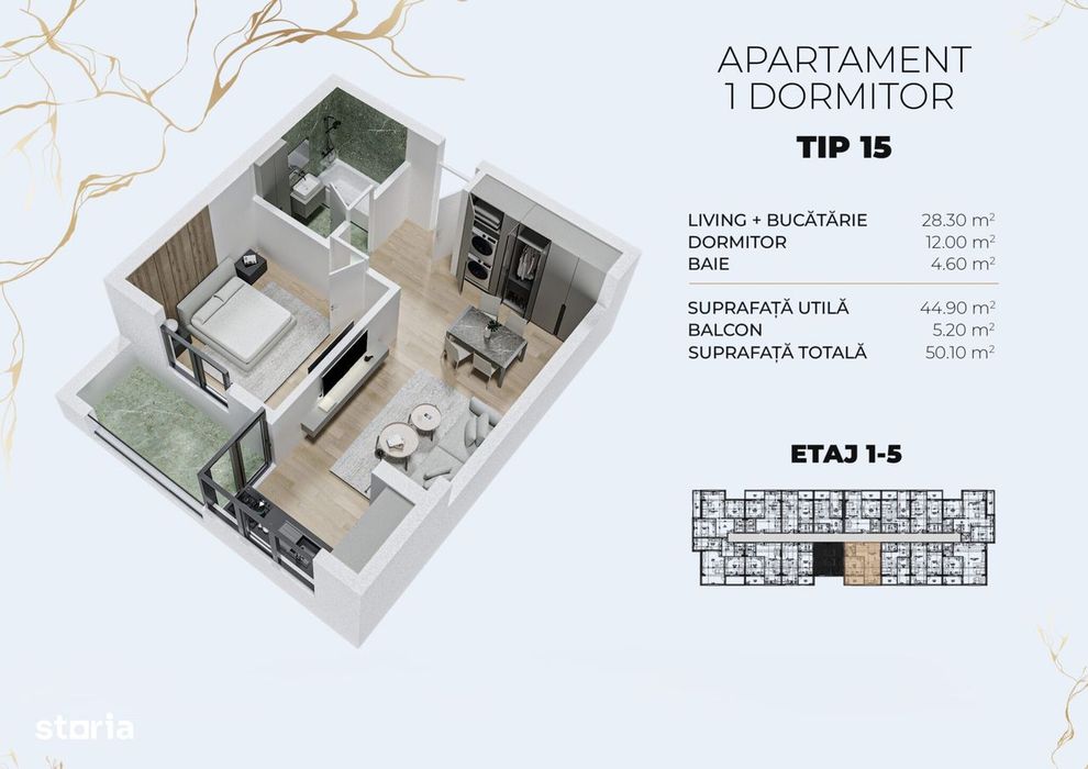 Apartament studio | In apropriere de metrou | Finisaje la alegere — fotografia 1