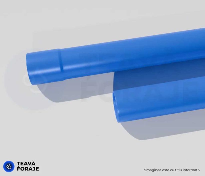 Teava si filtre PVC pentru foraje puturi, albastra cu filet sau mufa.