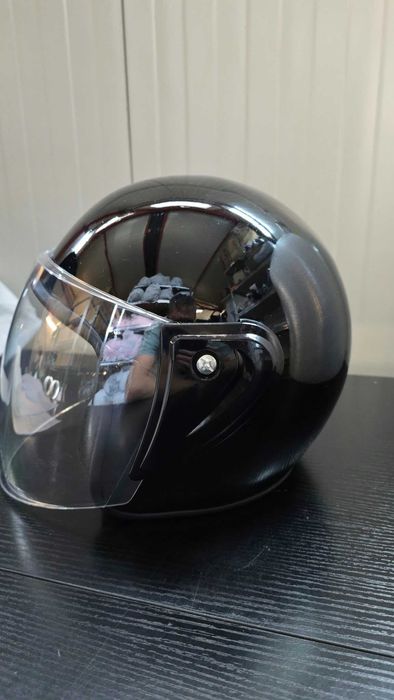 Casca Moto/Scuter/ATV, marime universala, Negru Lucios