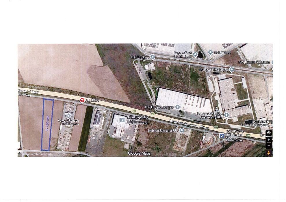 Teren intravilan 17.000 mp A1 km 25 Bolintin-Deal 6 km A0 langa VOLVO