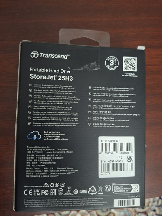 Жёсткий диск 1 tb фирмы Transcend