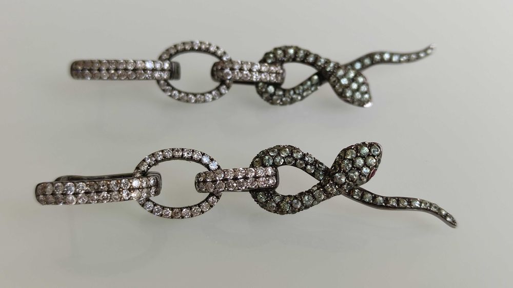 Cercei aur 18k black gold cu diamante topaz si rubine