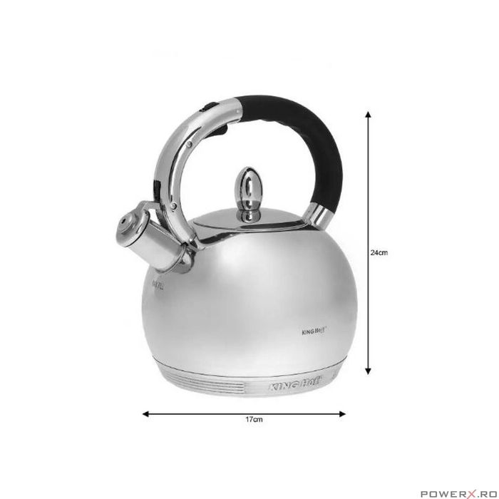 Ceainic argintiu din inox, fierbator traditional, capacitate 3 litri,