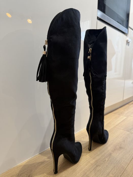 Велурени ботуши над коляното, 38 номер