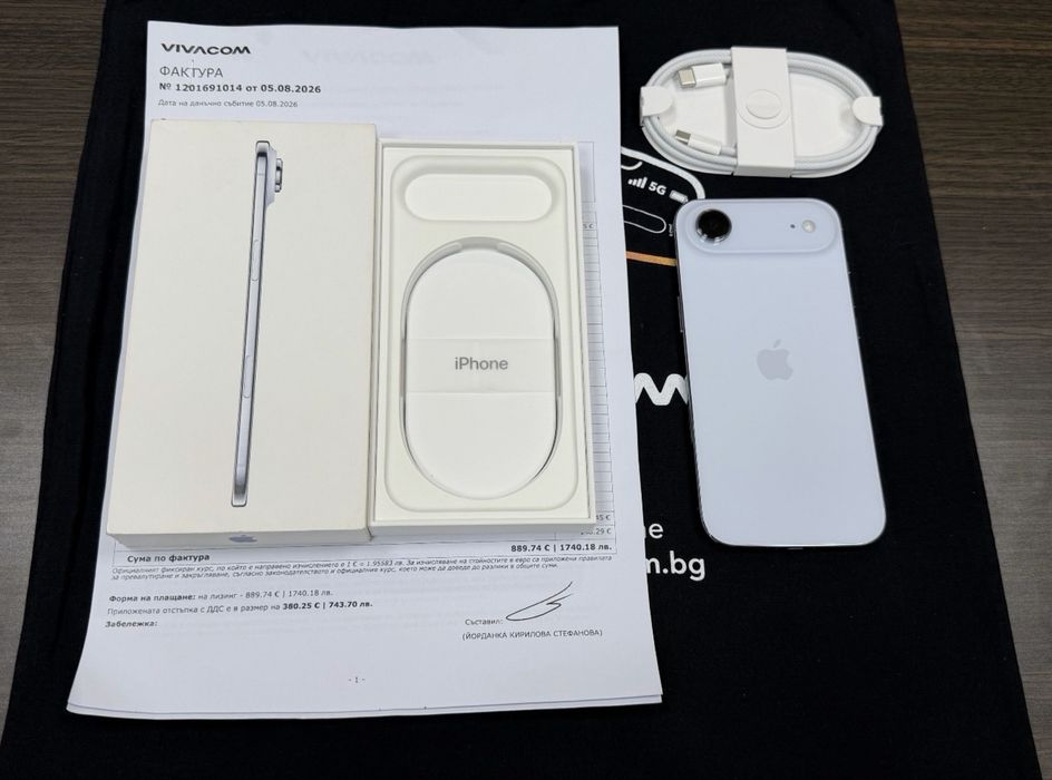 НЕАКТИВИРАН 512GB iPhone 17 Air Гаранция Vivacom 2028г. Blue