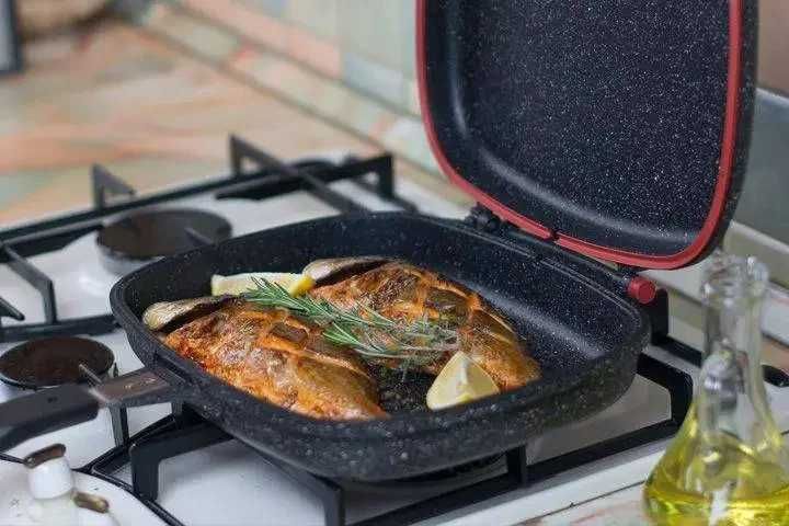 Tigaie dubleta grill Dessini Italy antiaderenta, 36 cm