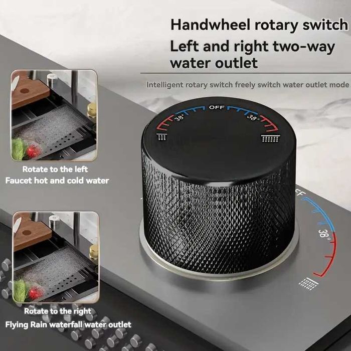 Луксозна голяма кухненска мивка със смесител и аксесоари 80см 75см