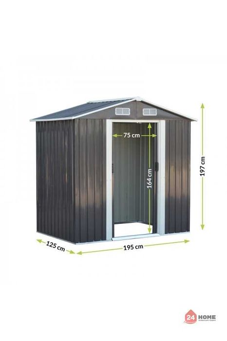 Градинска барака за инструменти SUNNY сива, 125×195х197 cm ДхШхВ