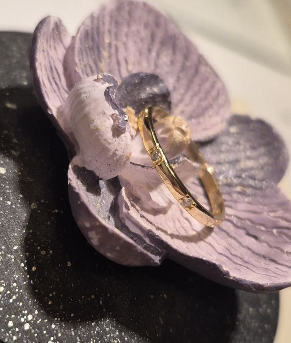 Дамска сребърна халка с позлата