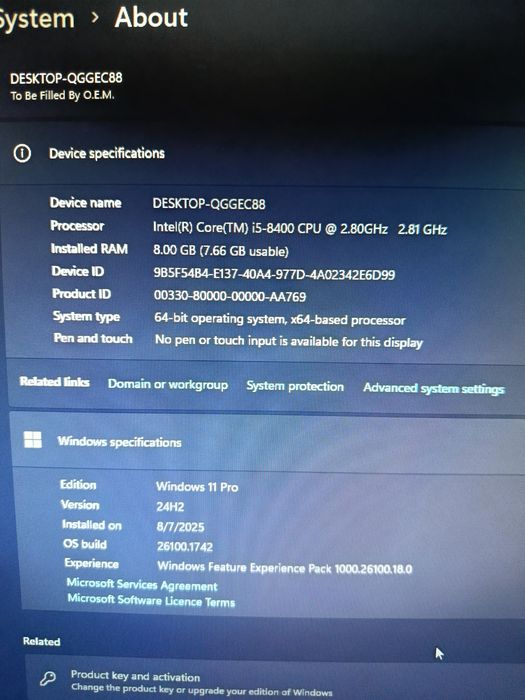 Calculator PC Intel i5-8400 8GB RAM DDR4 Adata SSD 256GB