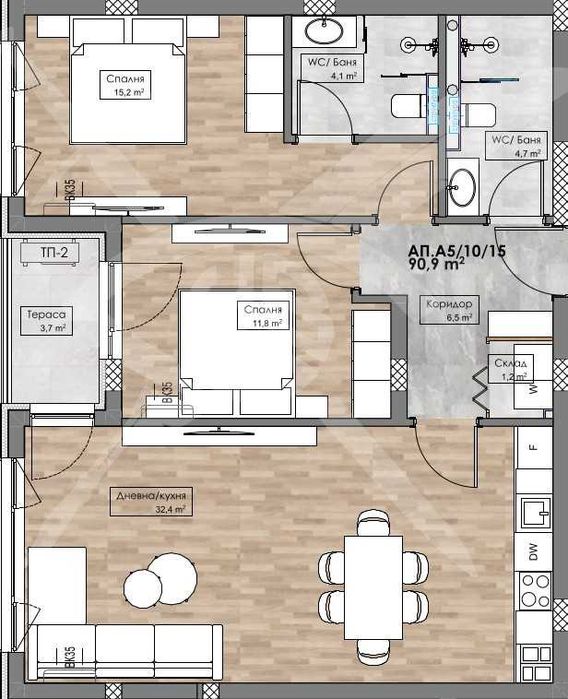 Тристаен апартамент Кършияка 667-22566