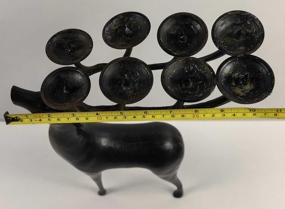 1,775 КГ Разкошен Голям СВЕЩНИК ЕЛЕН РОГА Месинг Или Бронз