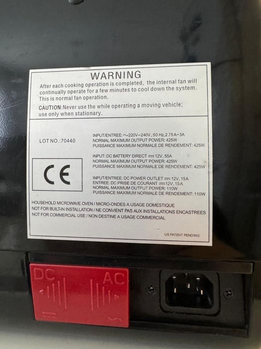 Преносима микровълнова фурна 12V/230V Camp4