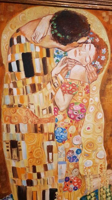 "Целувката" Густав Климт– Масло, Платно, Подпис, 80см/60см, 1969г