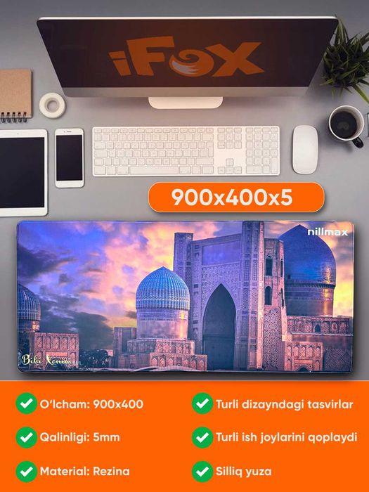 Коврик Nillmax 90x40sm  tikilgan yonlar sirg'anmas kauchuk ostki qism.